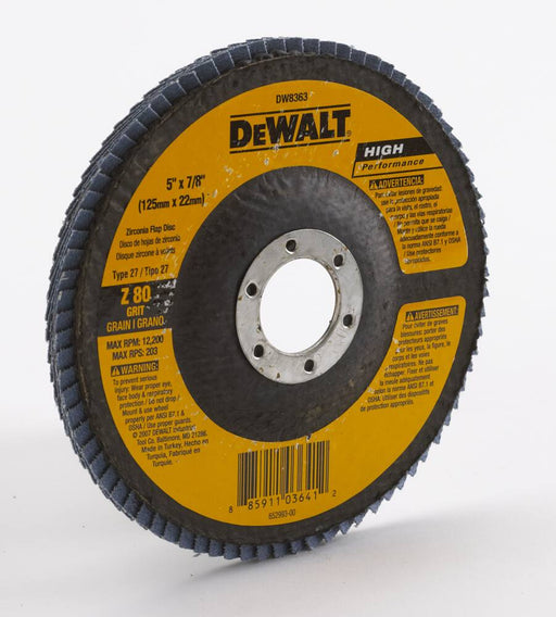 DW8363 DEWALT 5 x 7/8-in Z40T27 Flap Disc