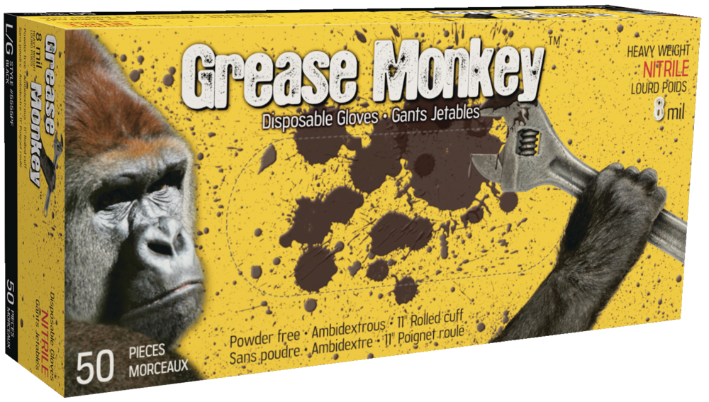 5555PF-L Grease Monkey 8 Mill Nitrile Glove, 50-pk