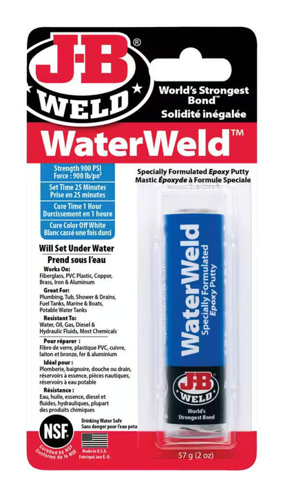 JB Weld Ultra Bond Waterweld Epoxy Putty Stick, Off-White, 57-g